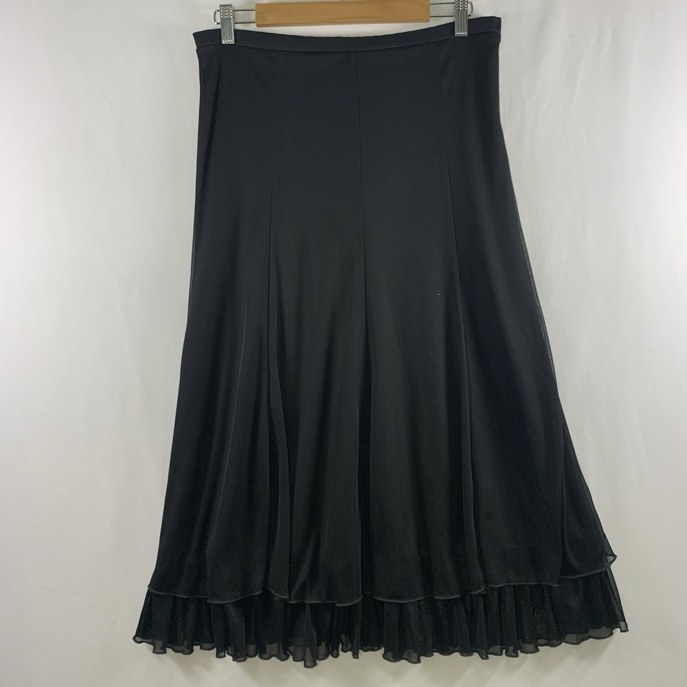 Dark Boho Romantic Tiered Sheer Mesh Layered Midi Skirt Size M Whimsigoth Fairy